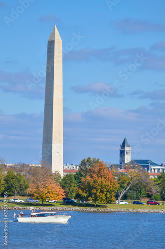 Washington Monument and old post office building in autumn foliage - Washington D.C. United States of America