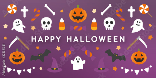 Halloween banner Design , Halloween Background with Halloween icons