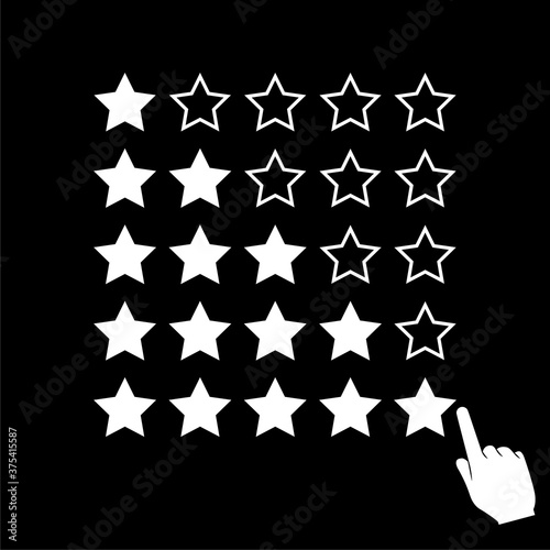 Star rating flat icon for apps and websites isolated on dark background
