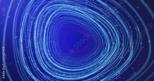 Abstract Wormhole Shape With Particles Around Through Time And Space. 3D Illustration Render. Abstract Background Render