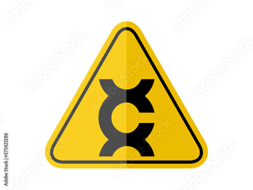 isolated caution carcinogen , common hazards symbols on yellow round triangle board warning sign for icon, label, logo or package industry etc. flat paperwork style vector design.