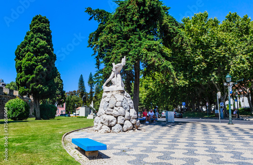 Beautiful Statue Dedicated to the Infantry Regiment in 1707 and 1809 in Cascais. Portugal.