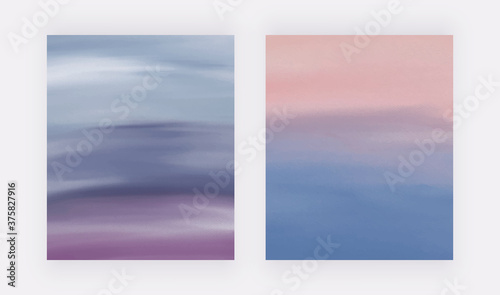 Blue and purple watercolor brush stroke backgrounds.