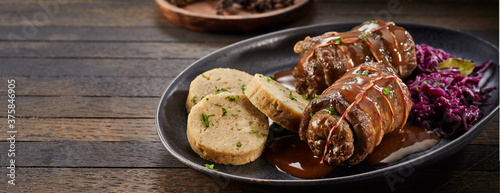 Double portion of beef roulades with sides