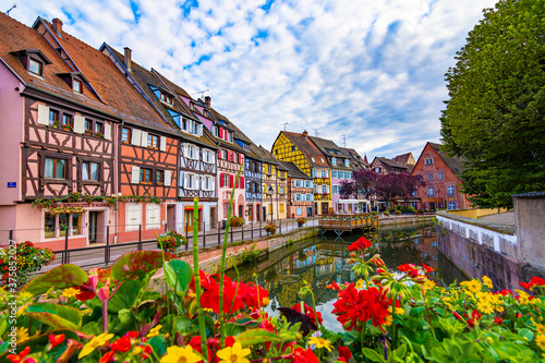 Colorful houses with traditional architecture in Colmar, Alsace, France. 