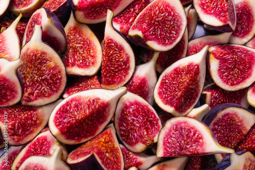 Tasty figs background. Top view.