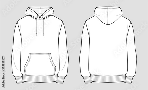 Hoodie. Technical sketch of clothes. Fashion vector illustration