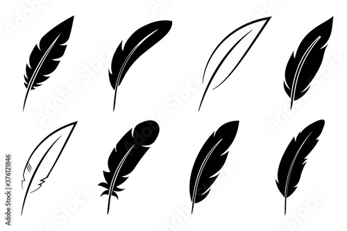 Set feather icon sign – vector