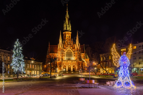 Christmas decorations on the Podgorski Square in Krakow