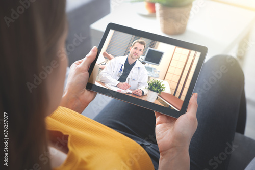 Doctor video chat consultation. Telehealth concept