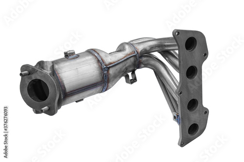 New car exhaust manifold on a white background