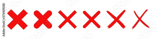 red cross x vector icon. no wrong symbol. delete, vote sign. graphic design element set on white background