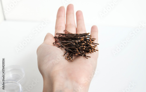 Product Photography Of Brown Hair Grips Sides Clips Hair Pins