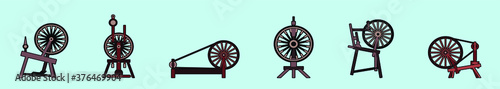 set of spinning wheels cartoon icon design template with various models. vector illustration