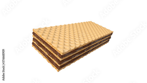 Cracked chocolate wafer flavor, with Clipping path 3d illustration.