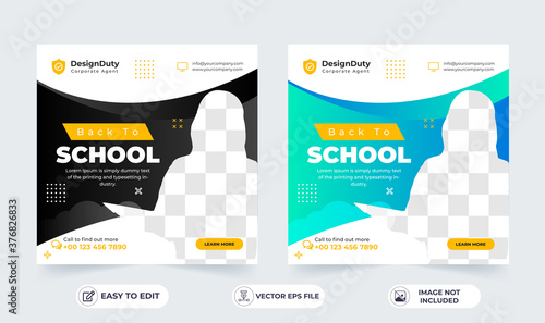 School education admission social media post & back to school web banner template