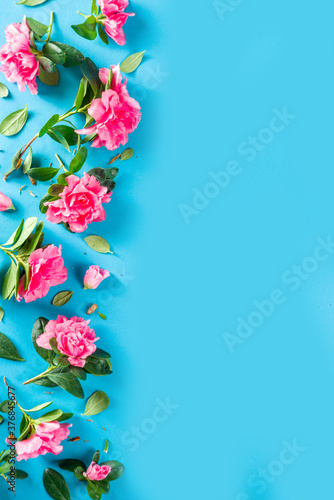 Floral pattern with pink spring flowers