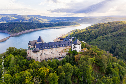 the edersee lake with castle waldeck in germany