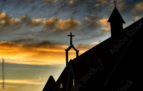 silhouette of a church