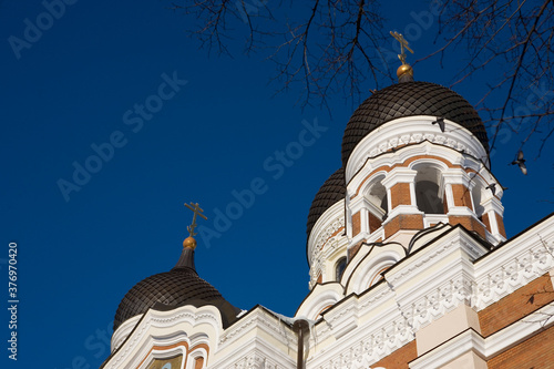Aleksander Nevski Cathedral, Toompea (Cathedral Hill), Tallinn, Estonia: close-up of the onion domes