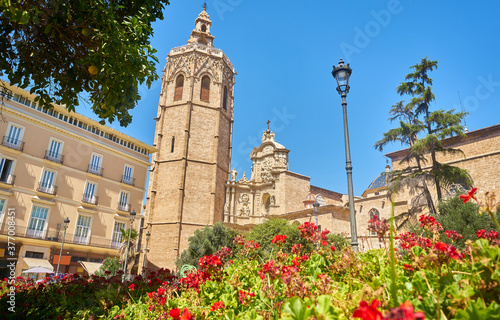 Nice view of the Cathedral of Valencia, from the Plaza de la Reina
