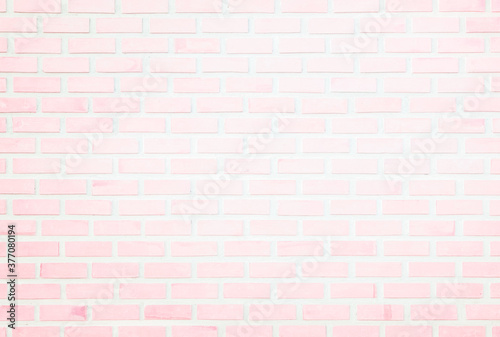 Empty Background of wide pink brick wall texture. White brick wall concrete or stone pattern nature, wallpaper limestone abstract floor/Grid uneven interior rock. Home & office design backdrop.