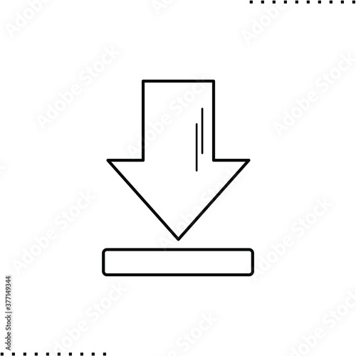 Arrow down deadlock vector icon in outlines