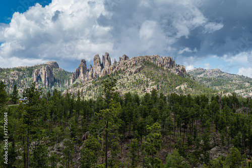 Beautiful spires rock formations in Custer State Park along the Needles Highway South Dakota