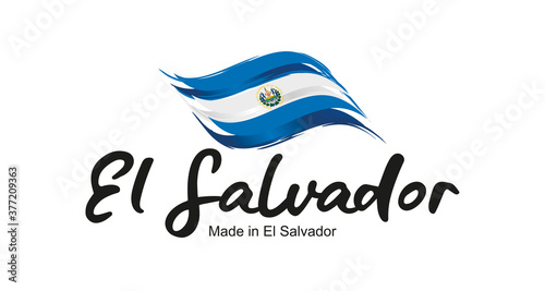 Made in El Salvador handwritten flag ribbon typography lettering logo label banner