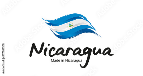 Made in Nicaragua handwritten flag ribbon typography lettering logo label banner