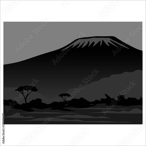 KIlinajaro mountain in flatt illustration