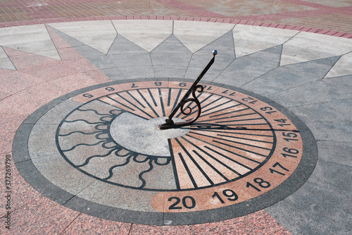 Conceptual sundial in the park 