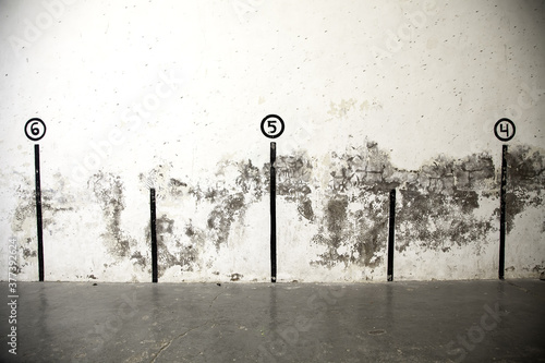 Numbers on a fronton, detail of Spanish sport in a town in Navarra, Spain