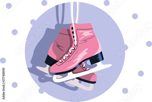 Skates. Christmas and New Year symbol. Stock vector illustration. Illustration skates. Sport style design.
