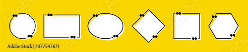 Set of quote in black frame with quotation marks and yellow background. Vector illustration, EPS10.