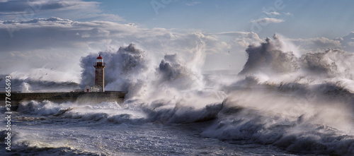 Porto lighthouse during an atlantic storm