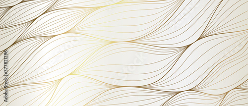 Luxury Gold line art wallpaper. Wall art background design for home decor, wallpaper, print, cover, website, packaging design. vector illustration.