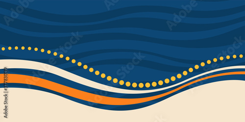 Abstract striped background, poster, banner. Composition of smooth dynamic waves, lines, dots. Trendy design. Vector color illustration in flat style.