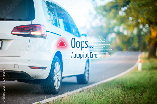 Autonomous car autopilot software error concept