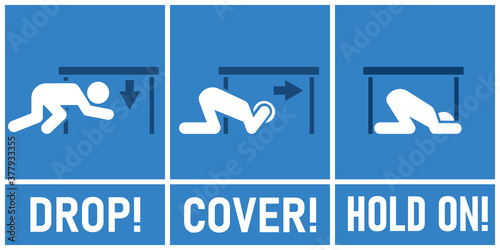 Earthquake safety tips poster. Clipart image