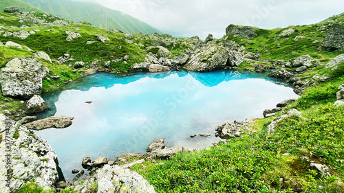 Travel to the mountainous region of Georgia and blue lake