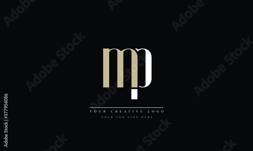 mp ,pm ,m ,p Letter Logo Design with Creative Modern Trendy Typography