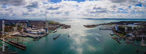 Aerial view of Portsmouth in summer day