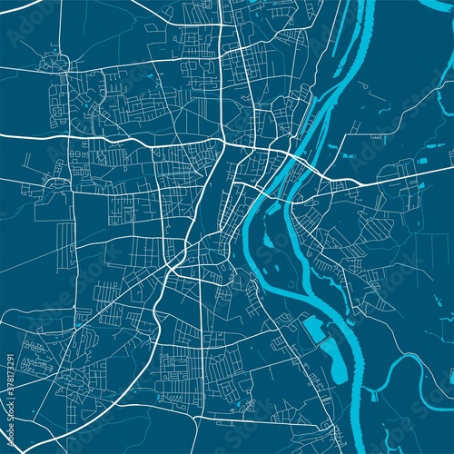Detailed map of Magdeburg city, linear print map. Cityscape panorama.