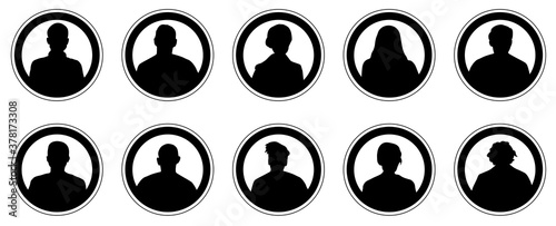 Silhouettes of human avatar, set of icons,stickers. Vector illustration