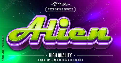 Editable text style effect - Alien theme style.