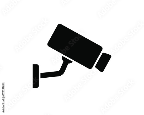 Security camera symbol icon. Fixed CCTV camera logo sign shape. Vector illustration image. Isolated on white background.