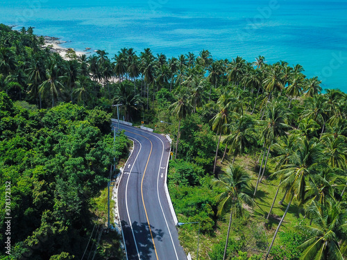 aerial view of beach road at Khanom district