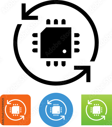 Firmware Update CPU Chip Arrows Vector Icon