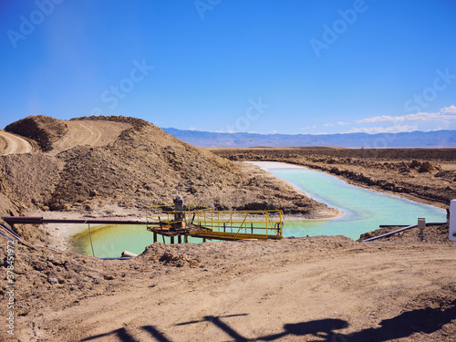 Brine pools for lithium mining.